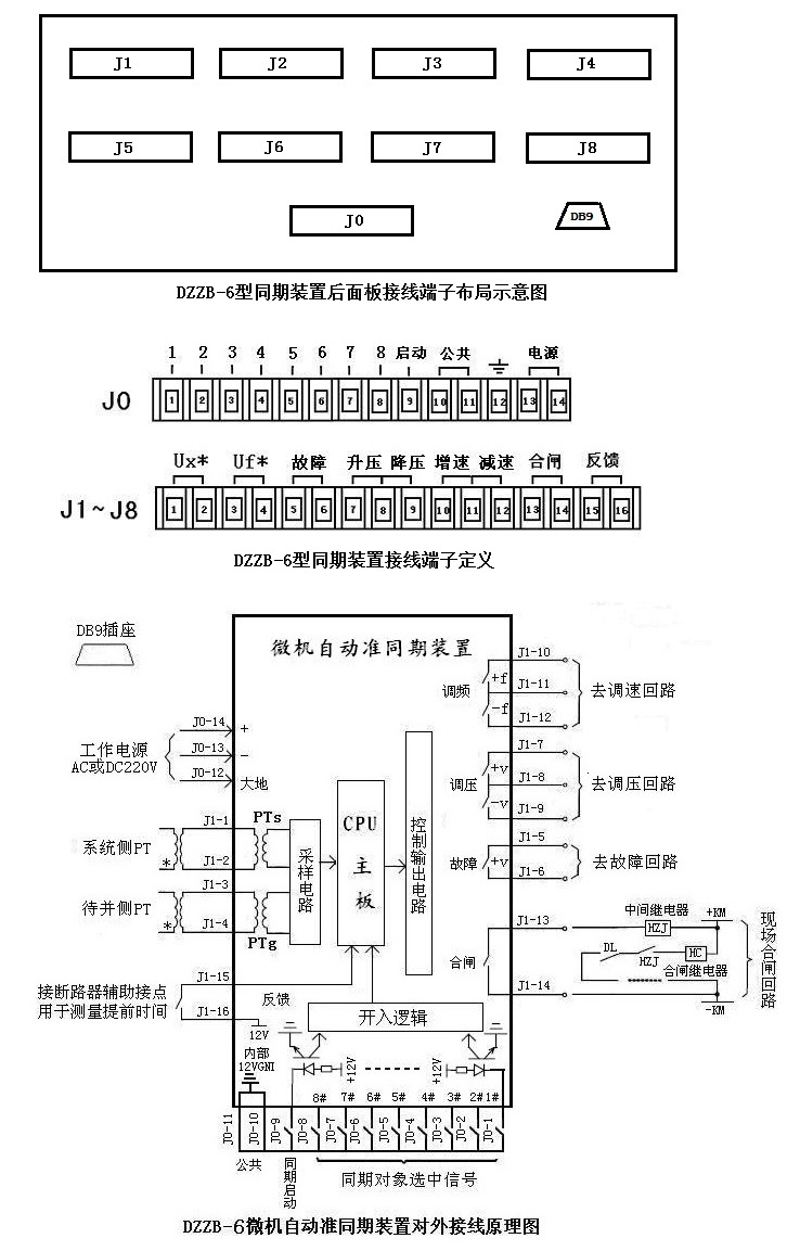 DZZB-6型同期裝置接線(xiàn)圖一